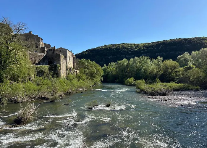 Fabulous Large In With Terraces Overlooking The River Ceze With Private Pool Villa